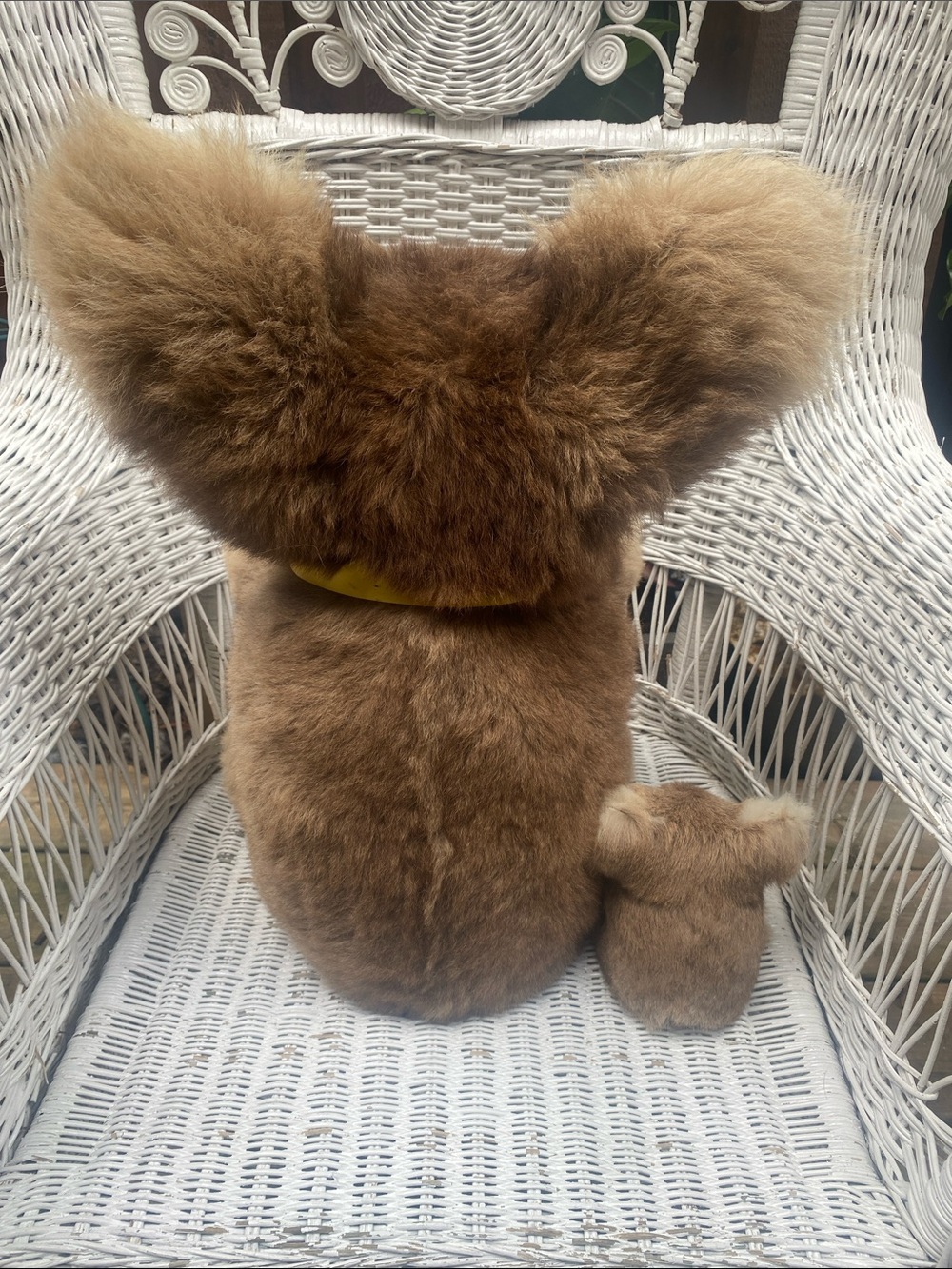 Vintage Plush Brown Koala Stuffed Animal Toy with Yellow Bow and Joey Koala - Picture 4 of 16